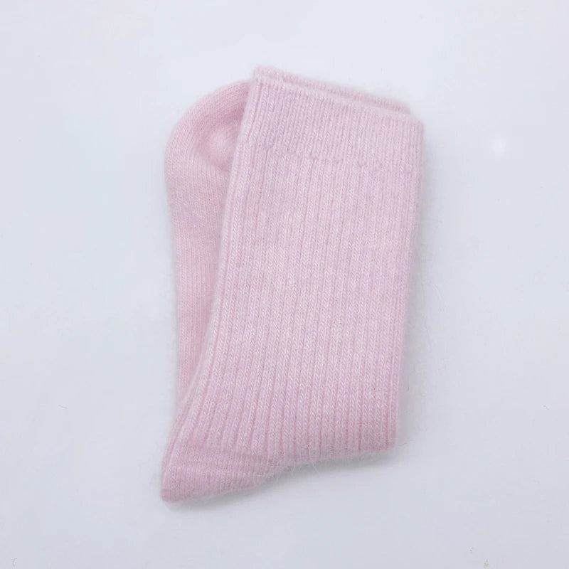 Autumn Winter Women's Candy Color High Content Wool Socks Ladies Soft Warm Wool Terry Socks Basic Sox Hose