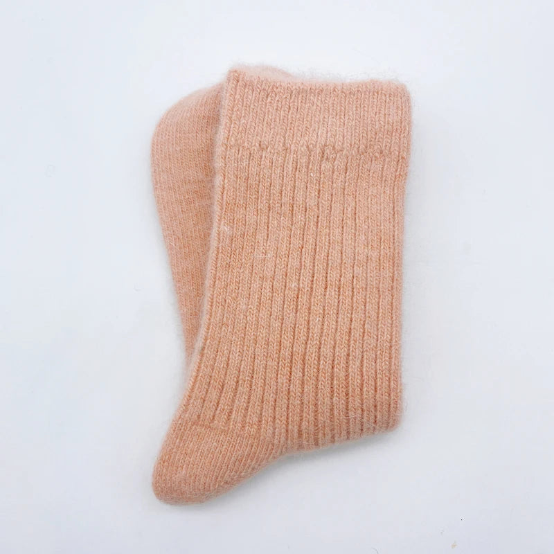Autumn Winter Women's Candy Color High Content Wool Socks Ladies Soft Warm Wool Terry Socks Basic Sox Hose
