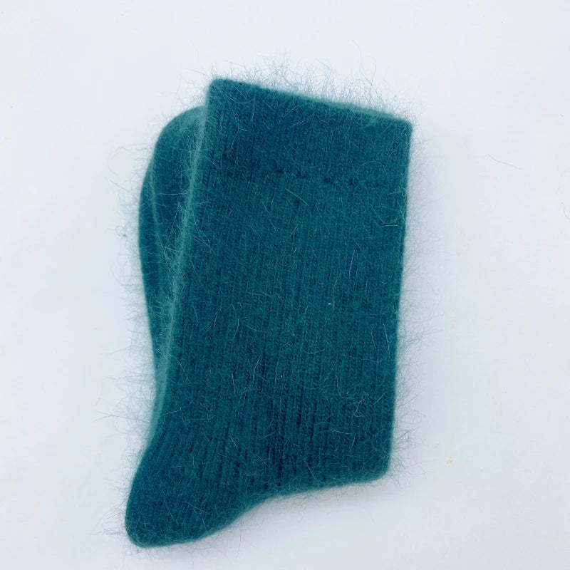 Autumn Winter Women's Candy Color High Content Wool Socks Ladies Soft Warm Wool Terry Socks Basic Sox Hose
