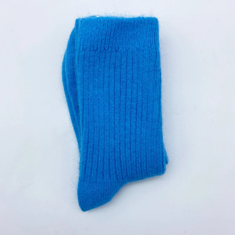 Autumn Winter Women's Candy Color High Content Wool Socks Ladies Soft Warm Wool Terry Socks Basic Sox Hose