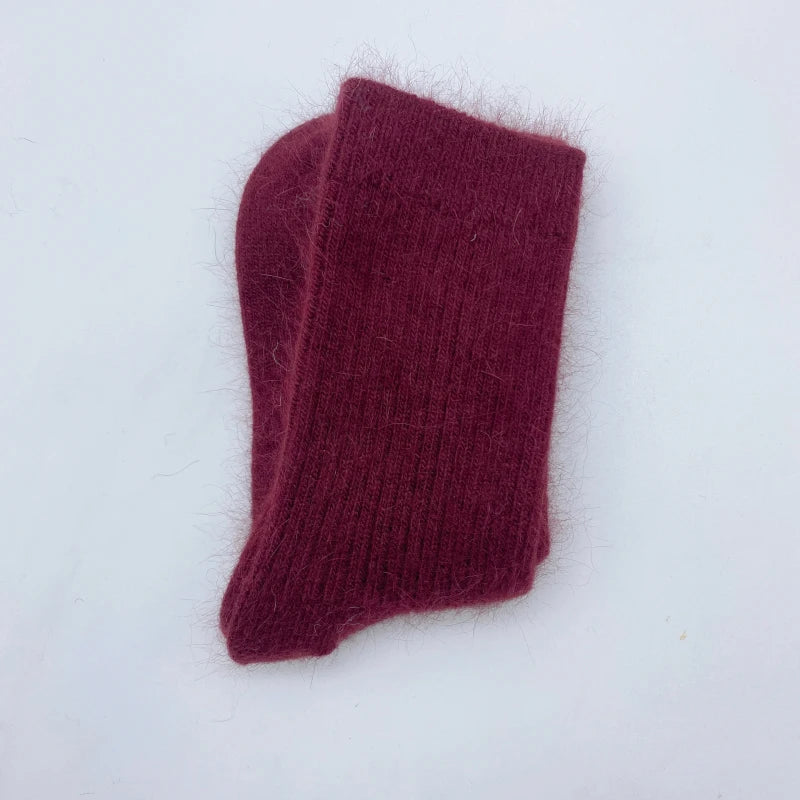 Autumn Winter Women's Candy Color High Content Wool Socks Ladies Soft Warm Wool Terry Socks Basic Sox Hose