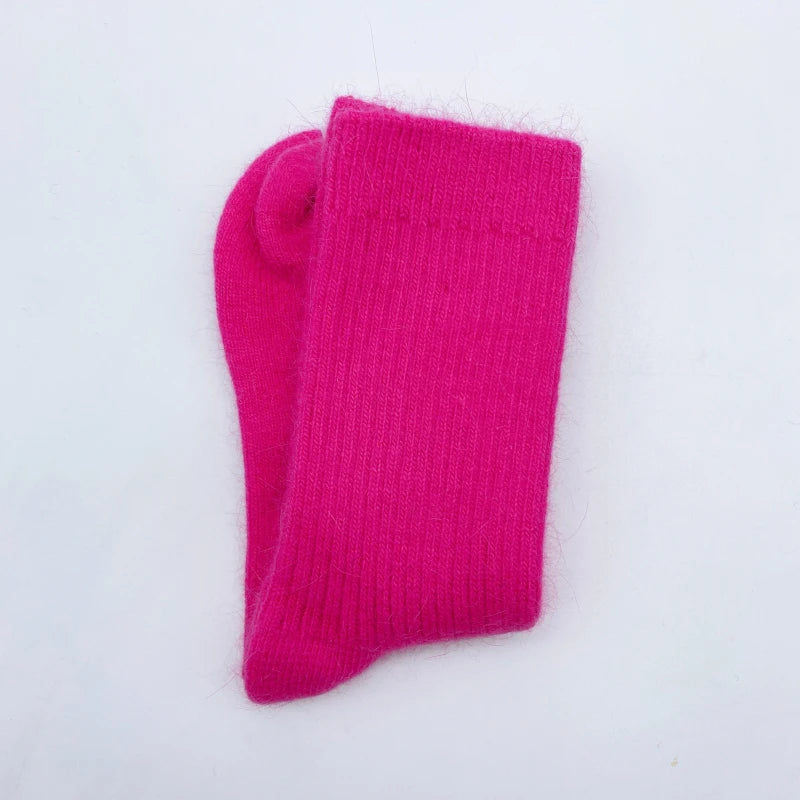 Autumn Winter Women's Candy Color High Content Wool Socks Ladies Soft Warm Wool Terry Socks Basic Sox Hose