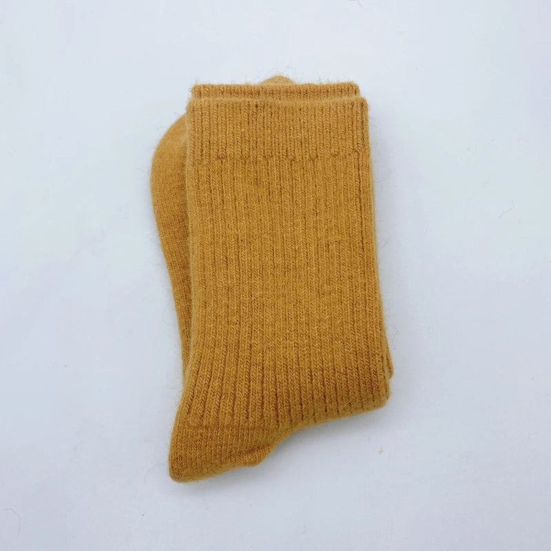Autumn Winter Women's Candy Color High Content Wool Socks Ladies Soft Warm Wool Terry Socks Basic Sox Hose