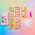120pcs Cute Cartoon kids Fake Nails Colorful Bunnies/Bows/Fruits/Flowers False Nails Short Square Acrylic Full-Cover Press-On Nails *