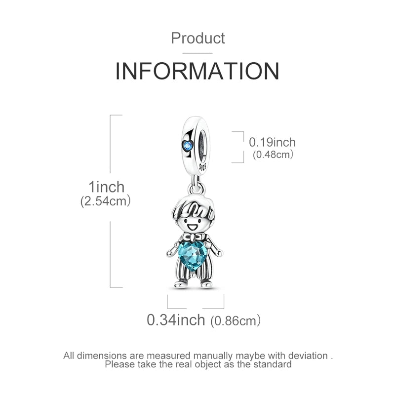 Original 925 Sterling Silver Bead Charms Girl Boy Pendant Fit Original Bracelet Necklace For Women DIY Accessories Jewelry Gift