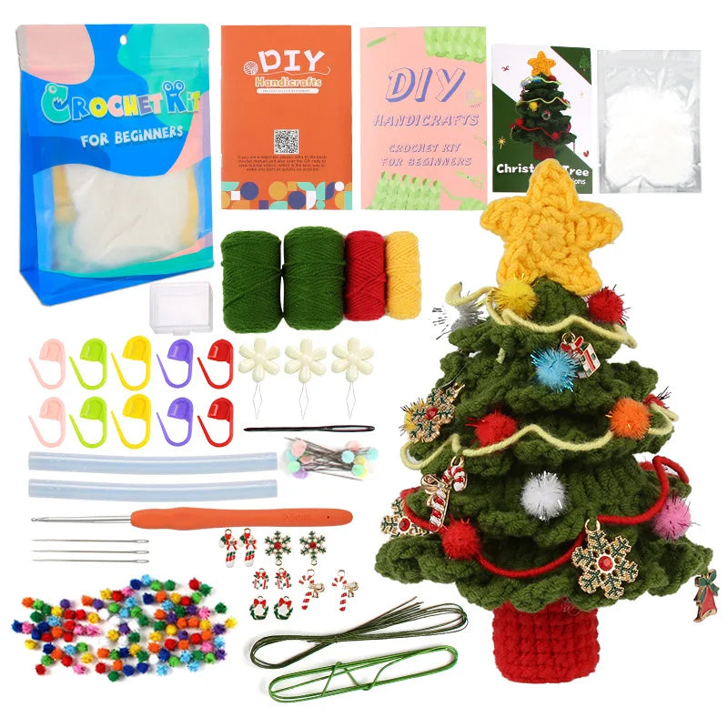 Crochet Animal Kit for Beginners With Video Tutorial Cotton Knitting Yarn Thread Needles Hook Knit Tool Set DIY Craft
