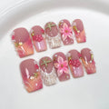10Pcs 3D Green Flower Handmade Press on Nails French Fake Nails Wearable Stick-on Nails False Nail Uñas Накладные Ногти 네일팁