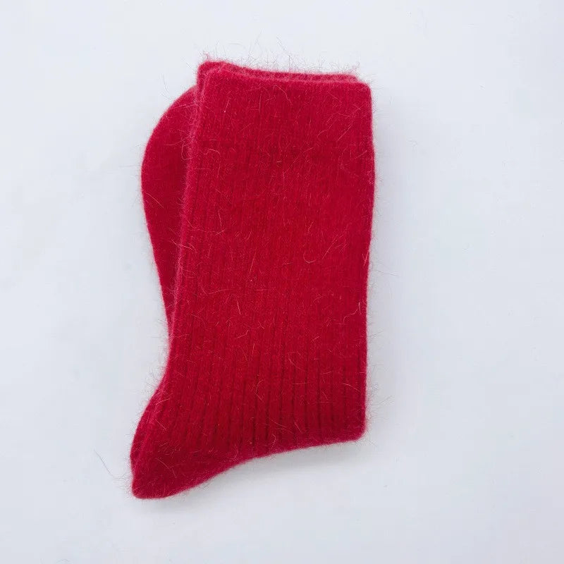 Autumn Winter Women's Candy Color High Content Wool Socks Ladies Soft Warm Wool Terry Socks Basic Sox Hose