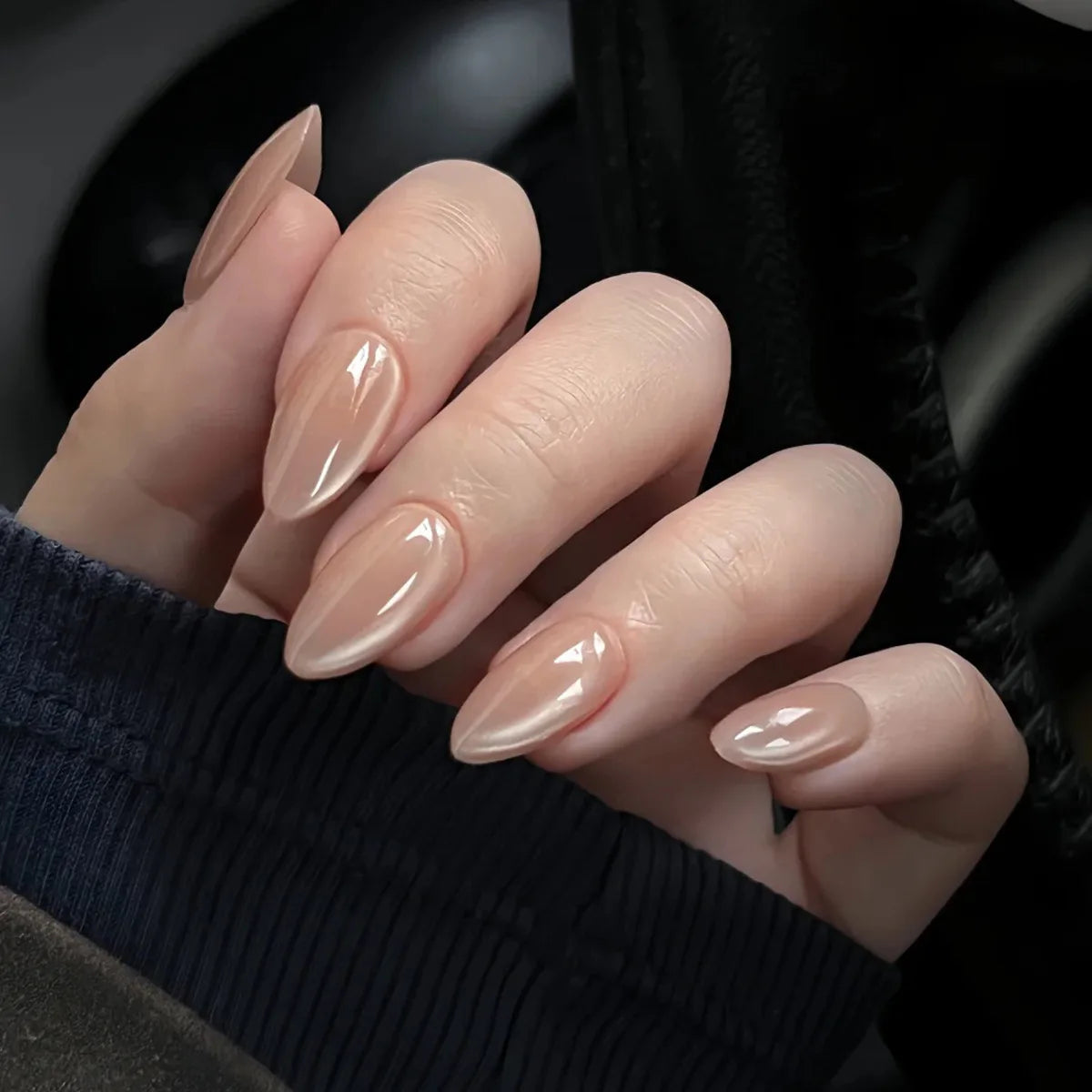 24pcs Pink Flower Almond Press on Nails Kawaii False Nails Wearable Stick-on Nails Fake Nail
