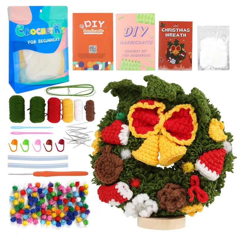 Crochet Animal Kit for Beginners With Video Tutorial Cotton Knitting Yarn Thread Needles Hook Knit Tool Set DIY Craft