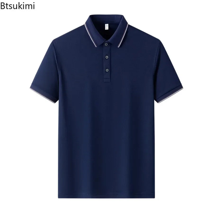 2026 New Polo Shirts Men's Summer Short-sleeved Patchwork T-shirt Business Casual Breathable Shirts Male Quick Drying Sport Tops