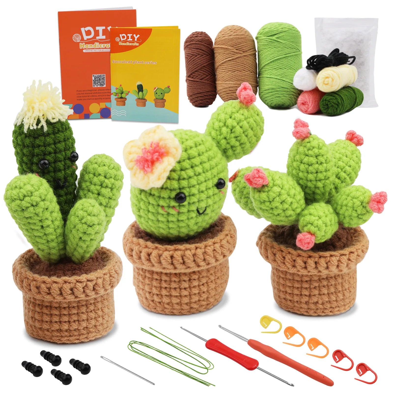 Crochet Animal Kit for Beginners With Video Tutorial Cotton Knitting Yarn Thread Needles Hook Knit Tool Set DIY Craft
