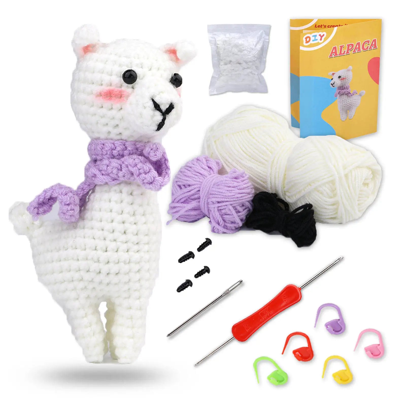 Crochet Animal Kit for Beginners With Video Tutorial Cotton Knitting Yarn Thread Needles Hook Knit Tool Set DIY Craft