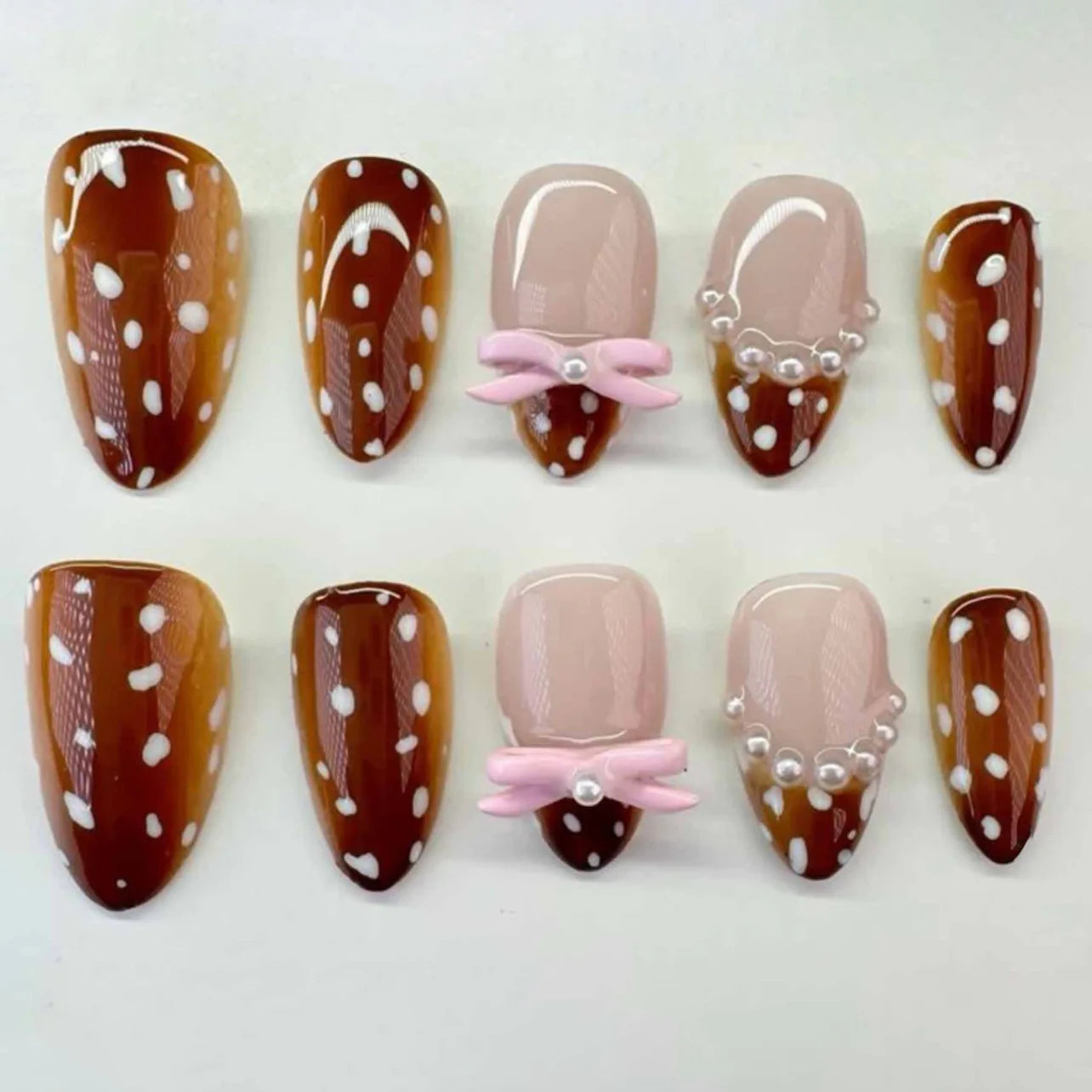 24pcs Pink Flower Almond Press on Nails Kawaii False Nails Wearable Stick-on Nails Fake Nail