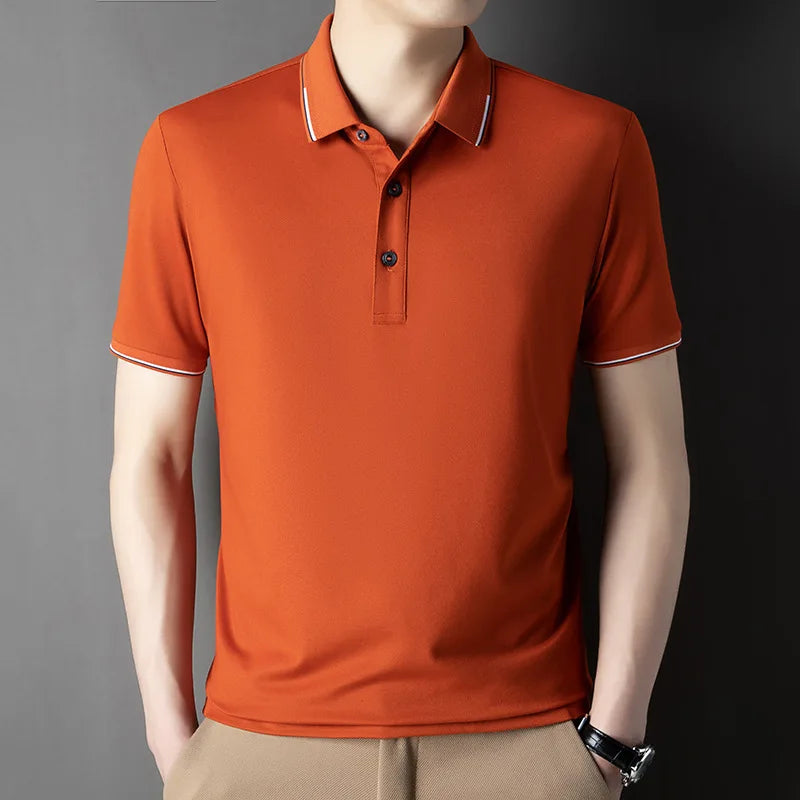 2026 New Polo Shirts Men's Summer Short-sleeved Patchwork T-shirt Business Casual Breathable Shirts Male Quick Drying Sport Tops