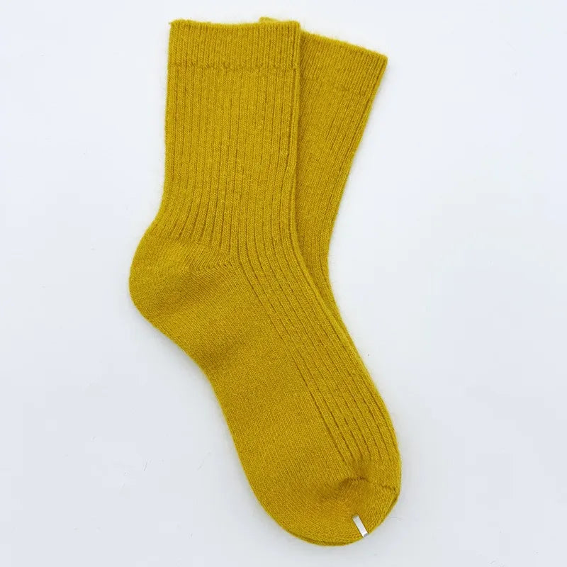 Autumn Winter Women's Candy Color High Content Wool Socks Ladies Soft Warm Wool Terry Socks Basic Sox Hose