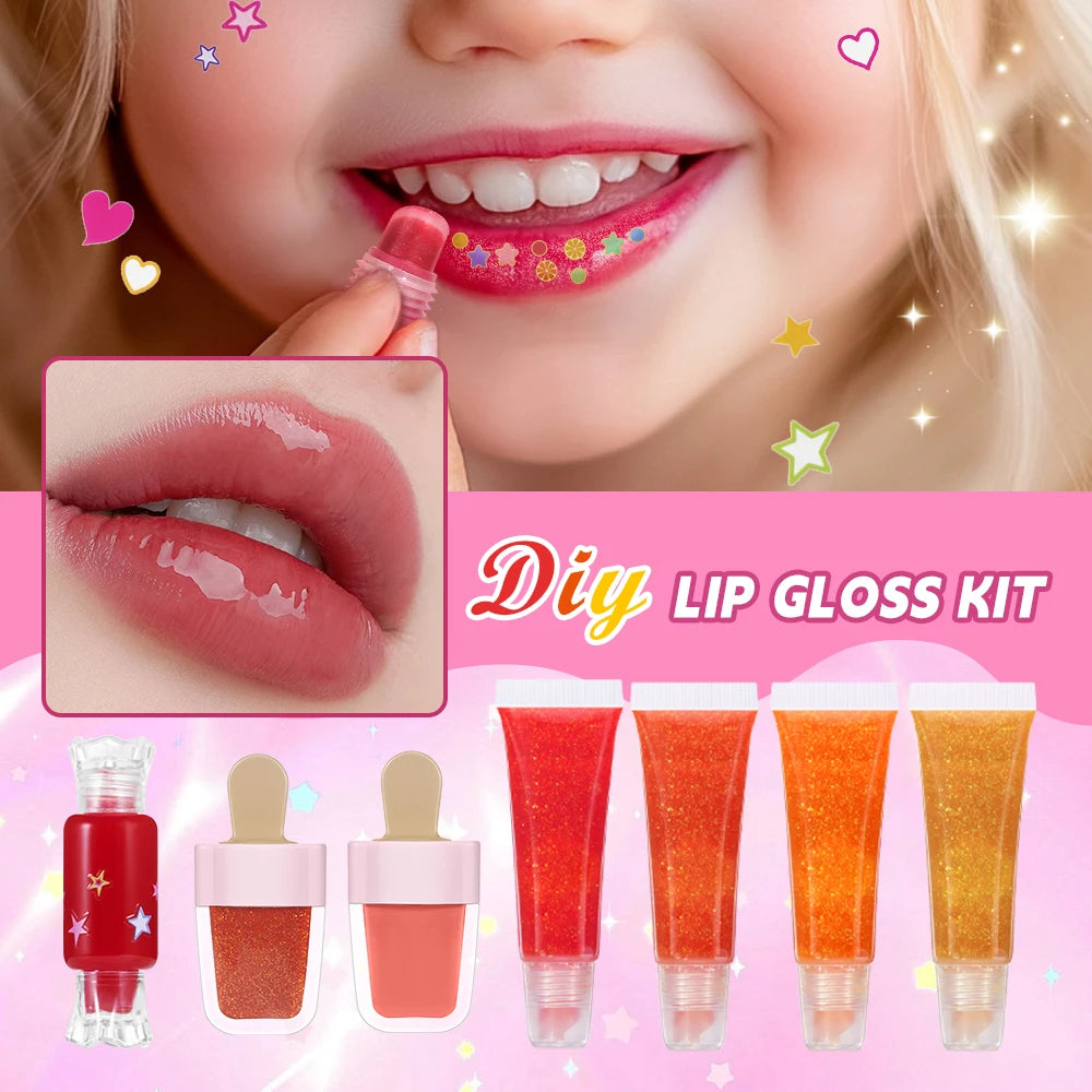 Lip Gloss Base Set for Kids Gifts Lip Gloss Making Kit Diy Lip Gloss Kit Moisturizing Nourish Lip Gloss Pack Set Cosmetics