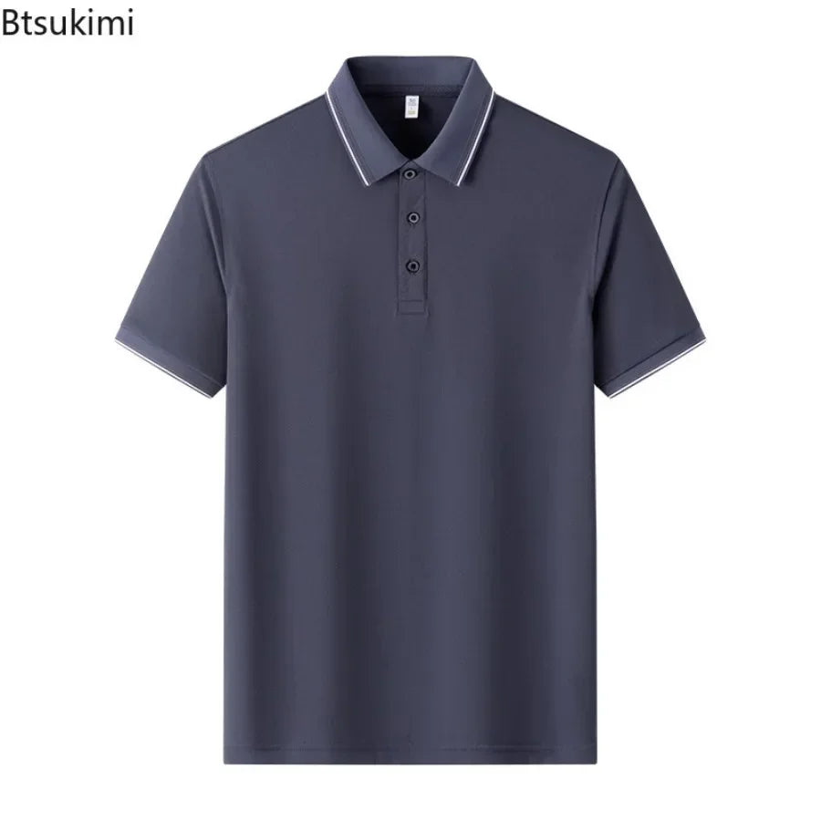 2026 New Polo Shirts Men's Summer Short-sleeved Patchwork T-shirt Business Casual Breathable Shirts Male Quick Drying Sport Tops