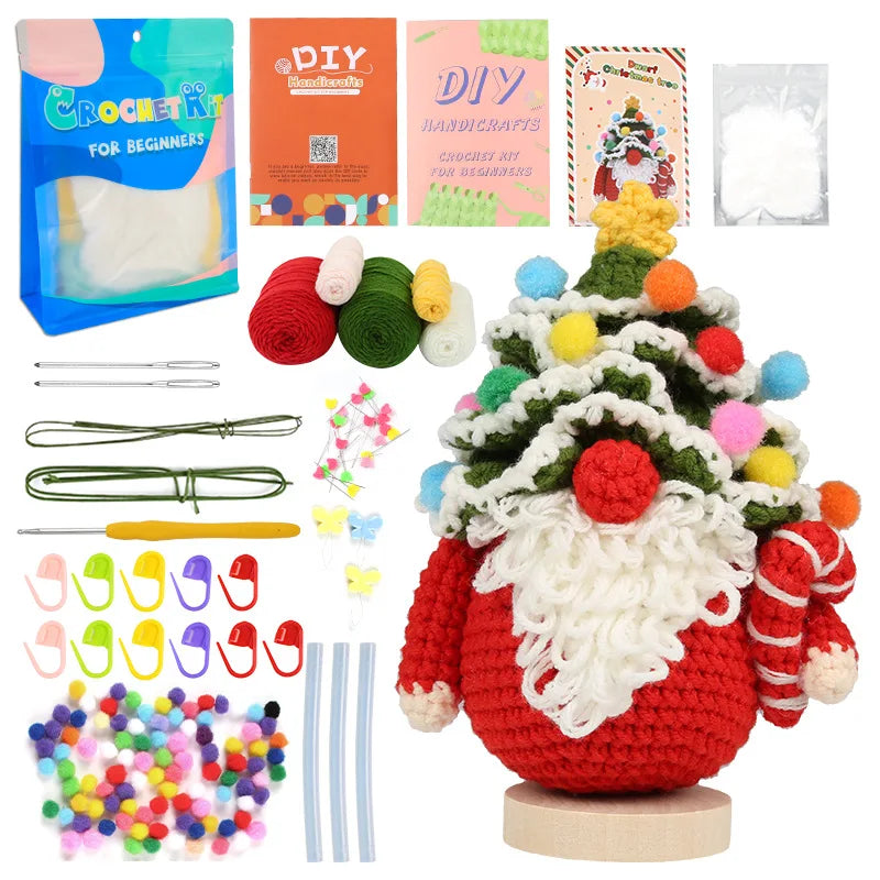 Crochet Animal Kit for Beginners With Video Tutorial Cotton Knitting Yarn Thread Needles Hook Knit Tool Set DIY Craft