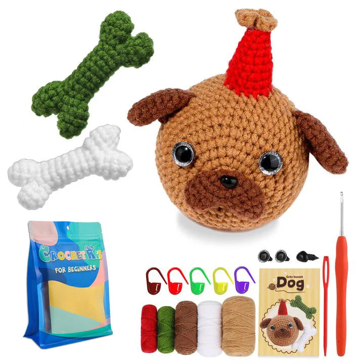 Crochet Animal Kit for Beginners With Video Tutorial Cotton Knitting Yarn Thread Needles Hook Knit Tool Set DIY Craft