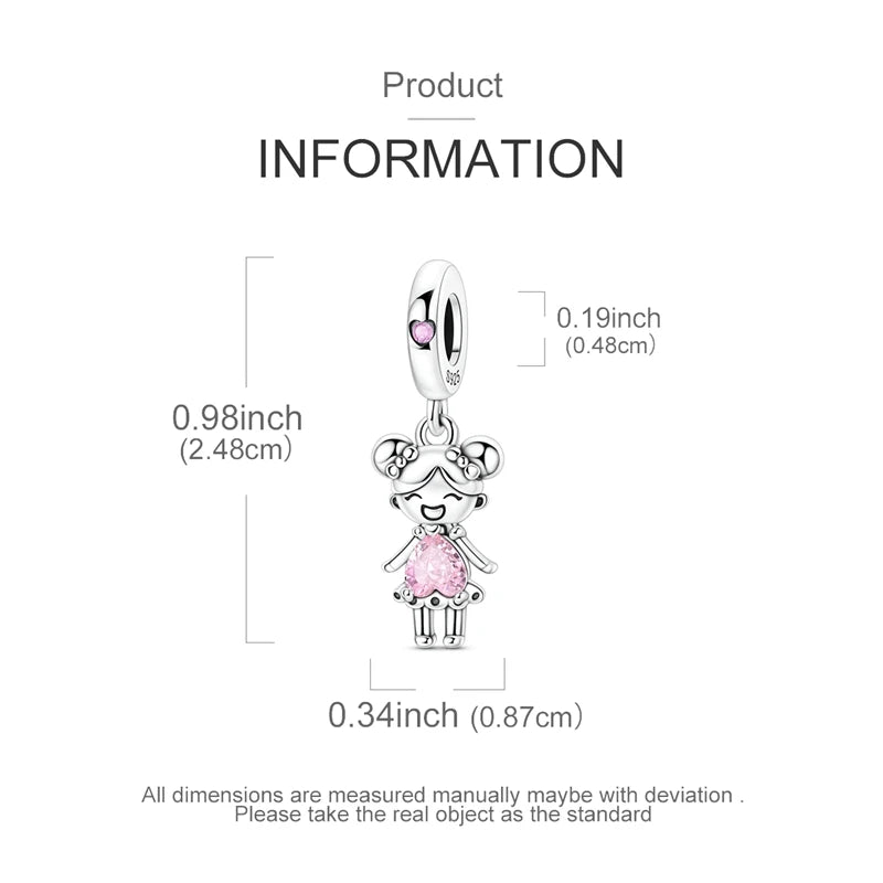 Original 925 Sterling Silver Bead Charms Girl Boy Pendant Fit Original Bracelet Necklace For Women DIY Accessories Jewelry Gift