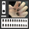 24pcs Y2k Star Press On Nails Gradient Black Mid-length Coffin False Nail Tips Full Cover Moon Designs Fake Nail For Cool Girls