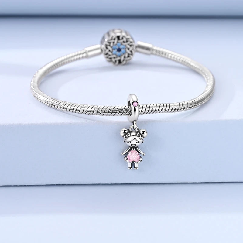 Original 925 Sterling Silver Bead Charms Girl Boy Pendant Fit Original Bracelet Necklace For Women DIY Accessories Jewelry Gift