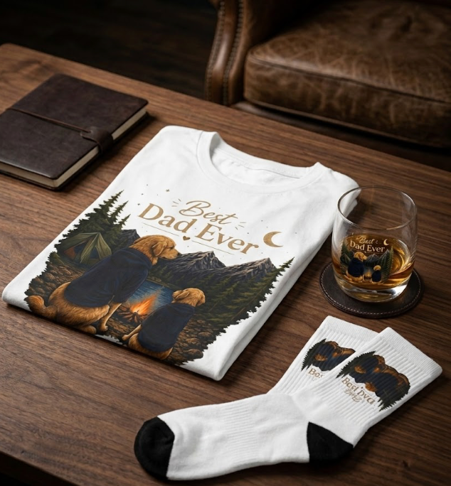 Men's Gift Box – "Best Dad Ever" Graphic T-Shirt & Personalized Card