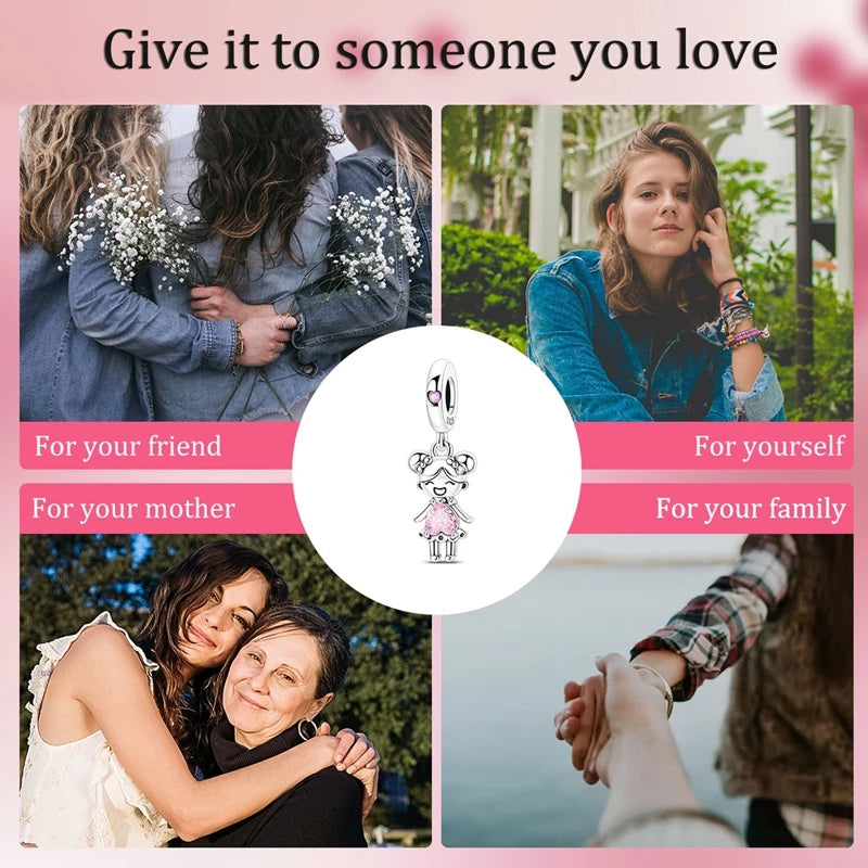 Original 925 Sterling Silver Bead Charms Girl Boy Pendant Fit Original Bracelet Necklace For Women DIY Accessories Jewelry Gift