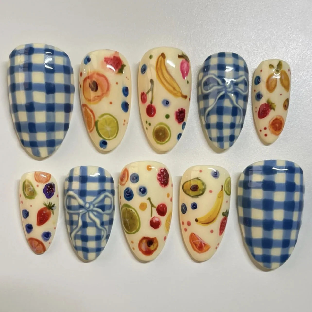24pcs Pink Flower Almond Press on Nails Kawaii False Nails Wearable Stick-on Nails Fake Nail