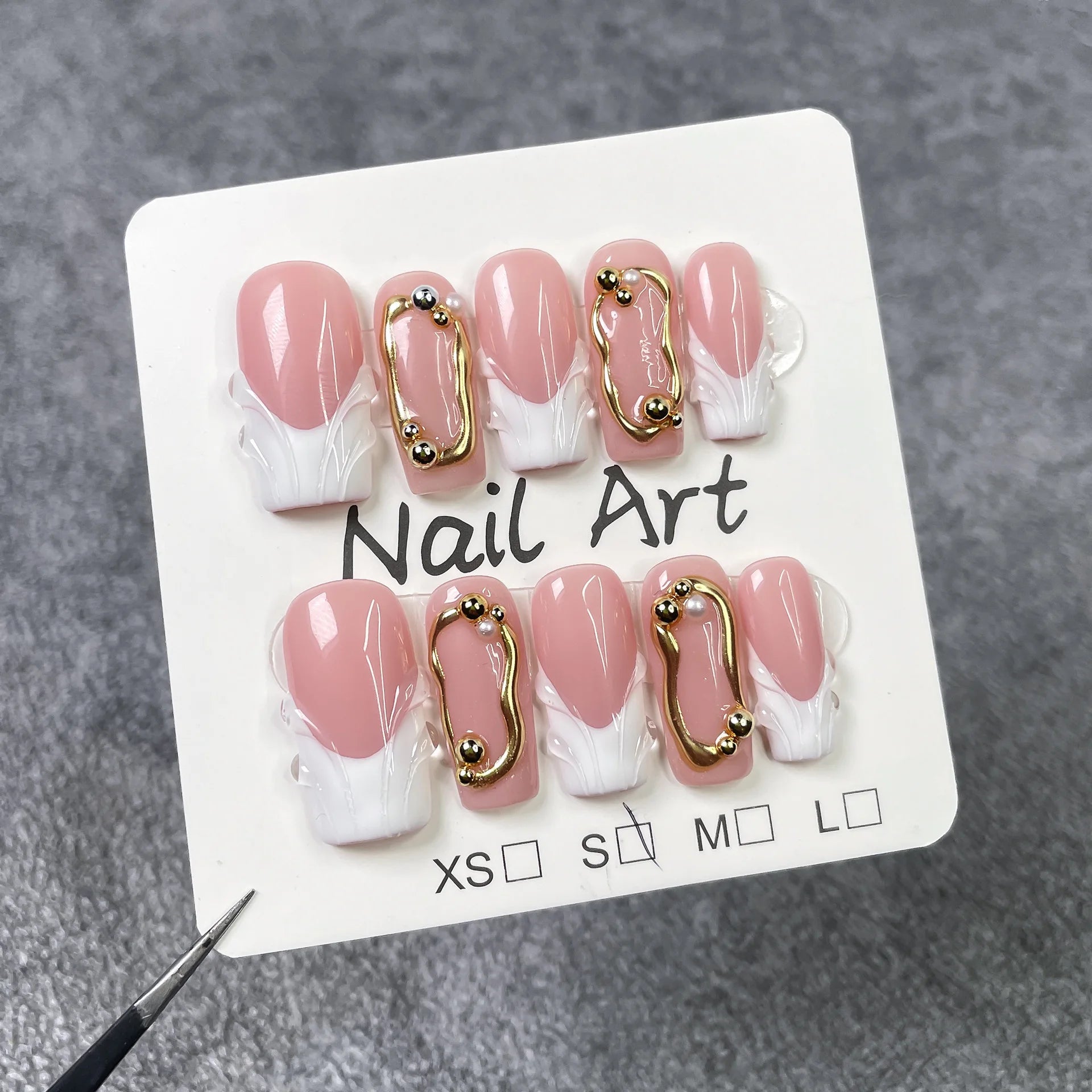10Pcs 3D Green Flower Handmade Press on Nails French Fake Nails Wearable Stick-on Nails False Nail Uñas