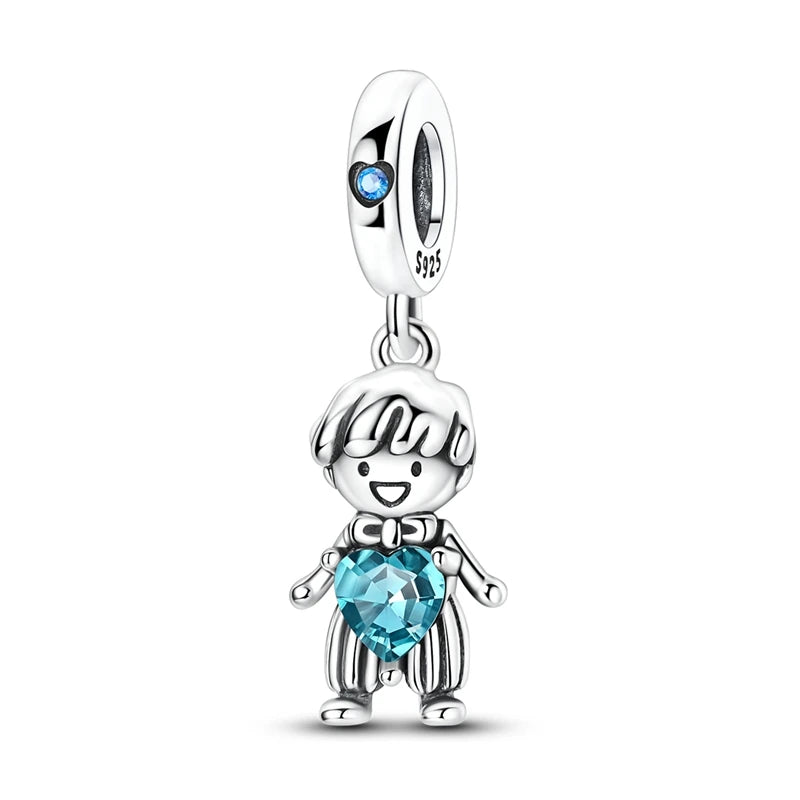 Original 925 Sterling Silver Bead Charms Girl Boy Pendant Fit Original Bracelet Necklace For Women DIY Accessories Jewelry Gift