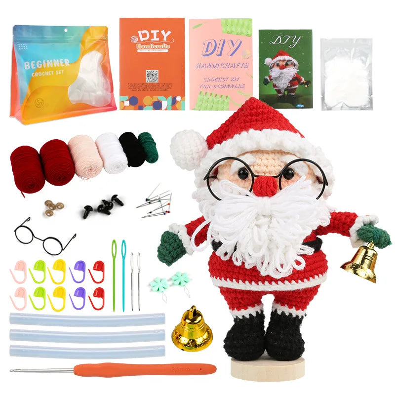Crochet Animal Kit for Beginners With Video Tutorial Cotton Knitting Yarn Thread Needles Hook Knit Tool Set DIY Craft
