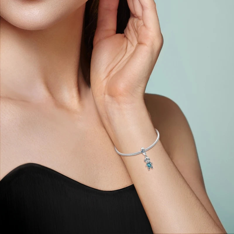 Original 925 Sterling Silver Bead Charms Girl Boy Pendant Fit Original Bracelet Necklace For Women DIY Accessories Jewelry Gift
