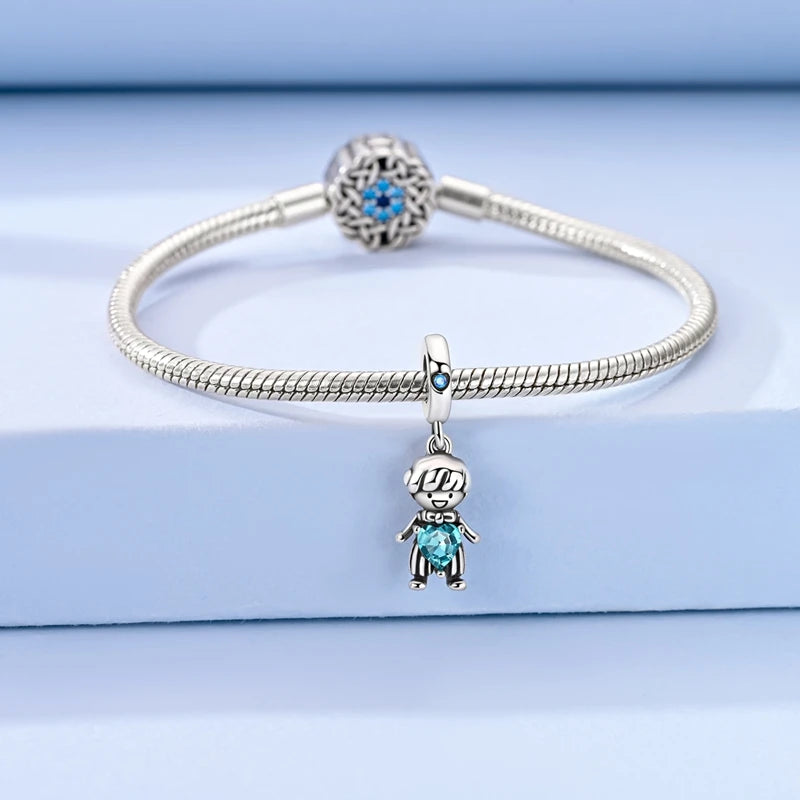 Original 925 Sterling Silver Bead Charms Girl Boy Pendant Fit Original Bracelet Necklace For Women DIY Accessories Jewelry Gift