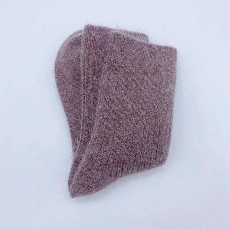 Autumn Winter Women's Candy Color High Content Wool Socks Ladies Soft Warm Wool Terry Socks Basic Sox Hose