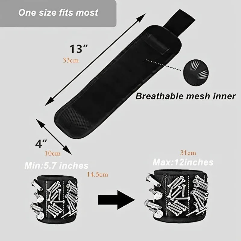 Leistungsstarkes magnetisches Werkzeug Magnetarmband – wird zur Befestigung von Schrauben, Nägeln, Bohrern und starken magnetischen Werkzeugkastenteilen verwendet